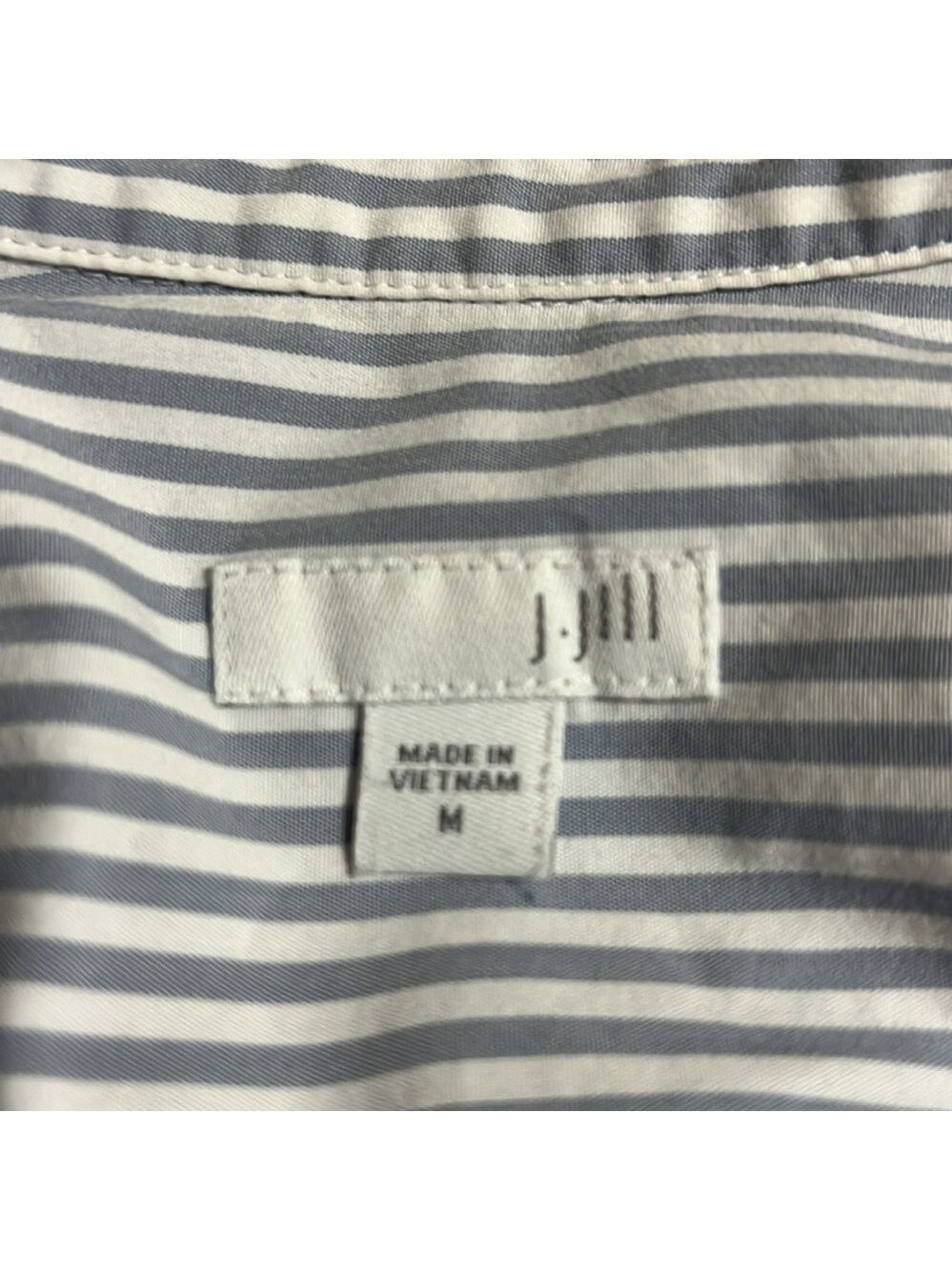 J.JILL classic button up tunic. Gray /white stripe. Size medium. - Picture 3 of 9